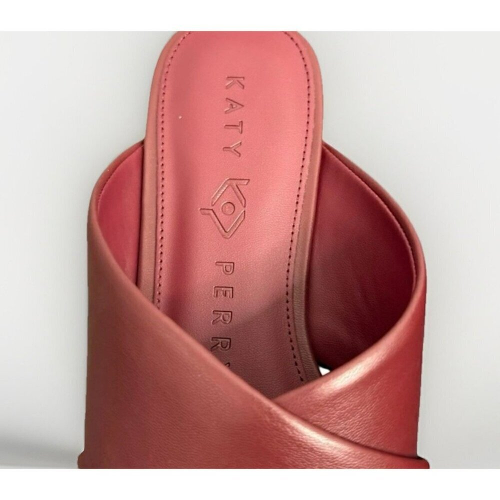 Katy Perry The Checked In Slide Sandal Softy Nappa Cranberry 8.5 NIB - Picture 4 of 7